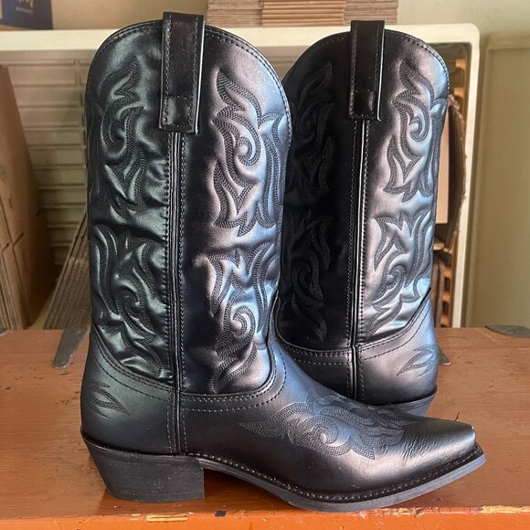 LAREDO Mens Size 9 EW Snip Toe Black Hawk Leather Western Rodeo Dress Boots 6860 - Picture 7 of 12